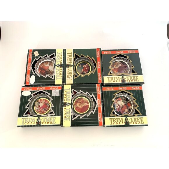 Lot of 6 Coca-Cola Trim A Tree Bottle Cap Ornaments 1990 Vintage Christmas Decor - Picture 4 of 13